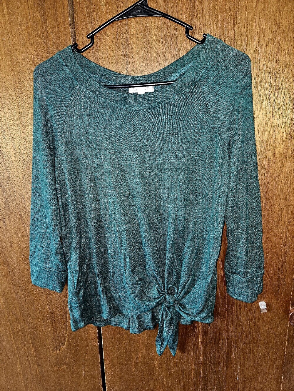 Nine Britton Green Tie-Front Knit Top Lightweight Sweater Blouse - Small